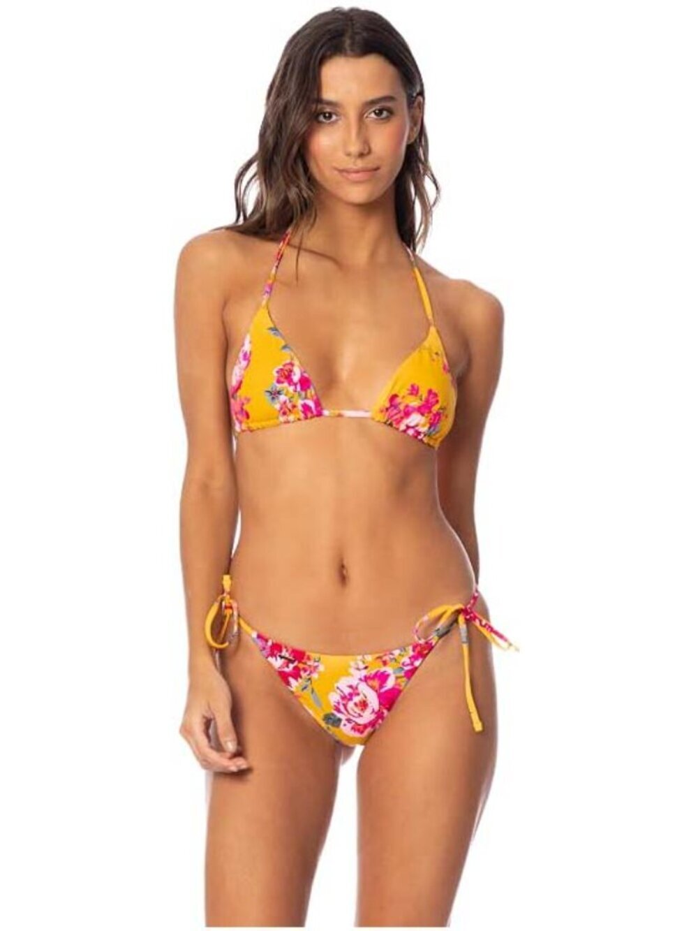 NWT Maaji Bouquet Triangle Bikini Top & Side Tie Bottom Reversible Set Large L